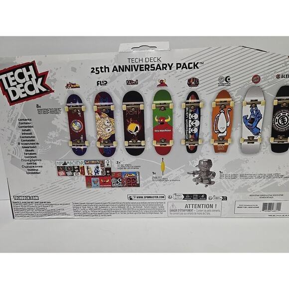 TECH DECK 25th Anniversary Pack 8 Fingerboards Silver Dude 96mm Limited NEW - Picture 11 of 16